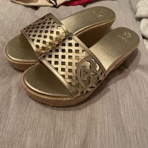 Tory Burch metallic platform sandal